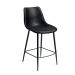 LUISINA - Oscar - Tabouret Oscar 67,5 cm avec assise polyester noir vintage et piètement métal noir grainé